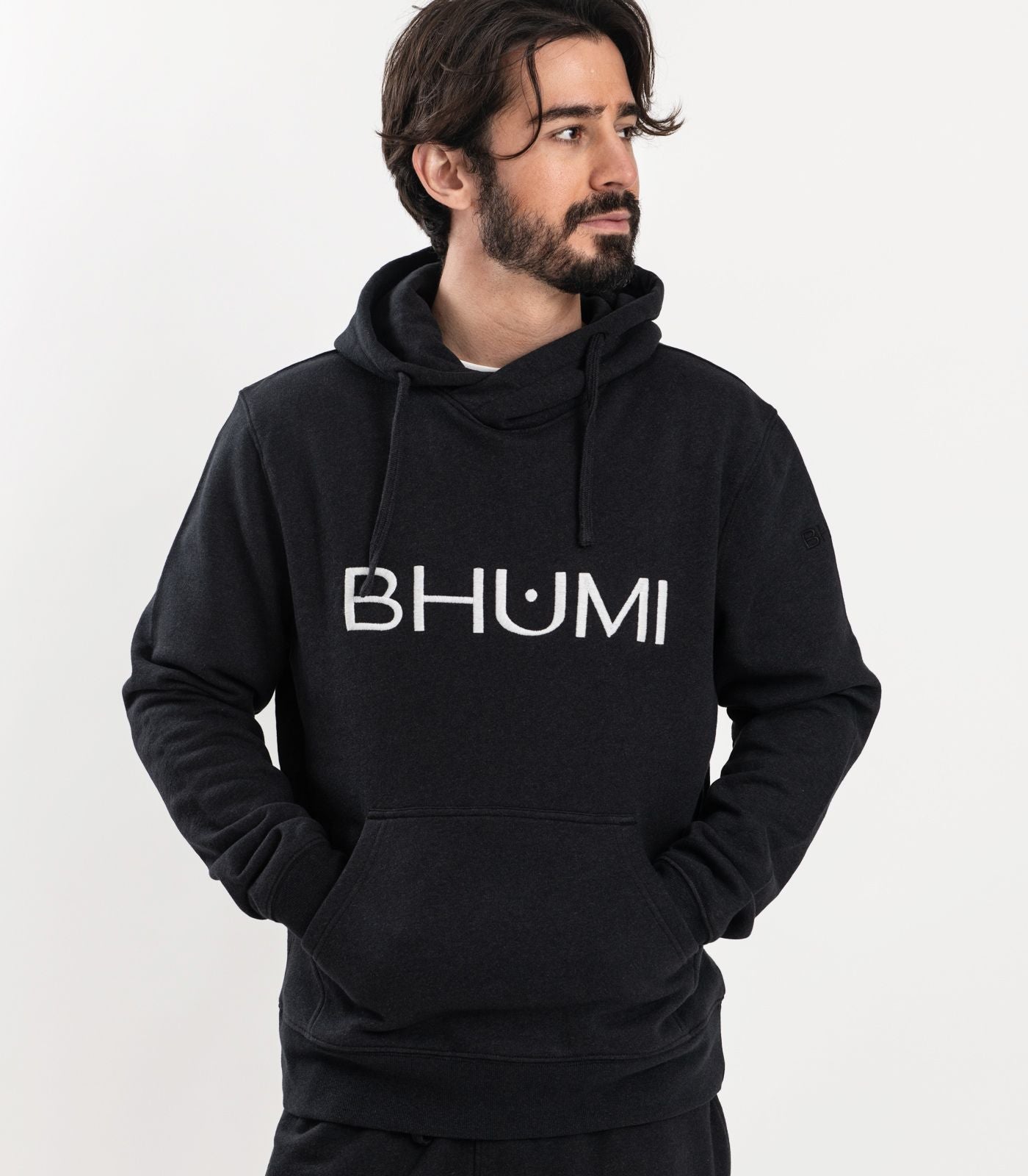 Bhumi Organic Cotton - Men's Hoodie - Logo - Charcoal Melange