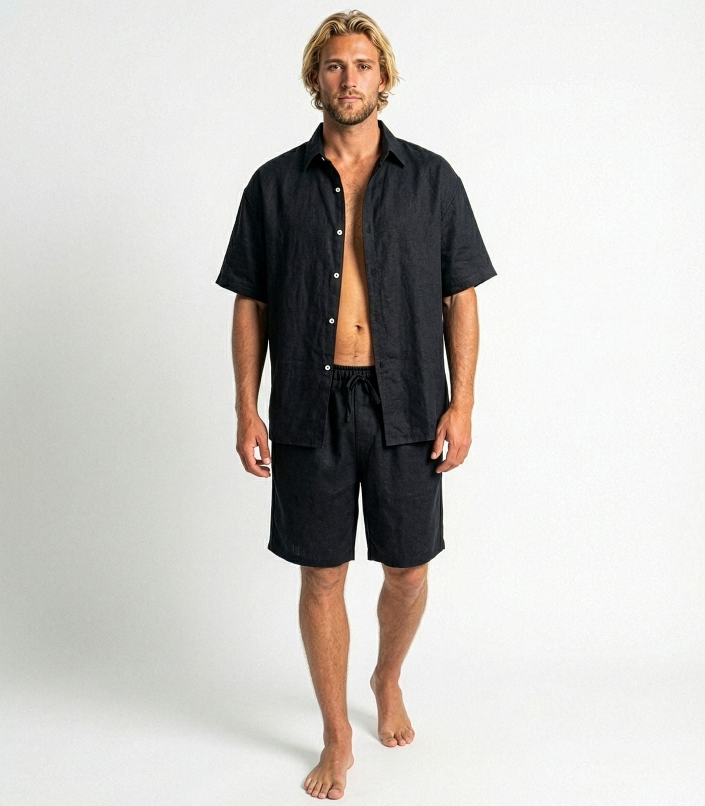 Men's Organic Linen Lounge Shirt & Lounge Shorts
