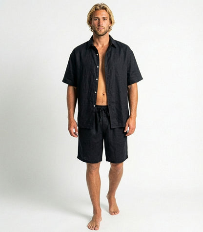 Men's Organic Linen Lounge Shirt & Lounge Shorts