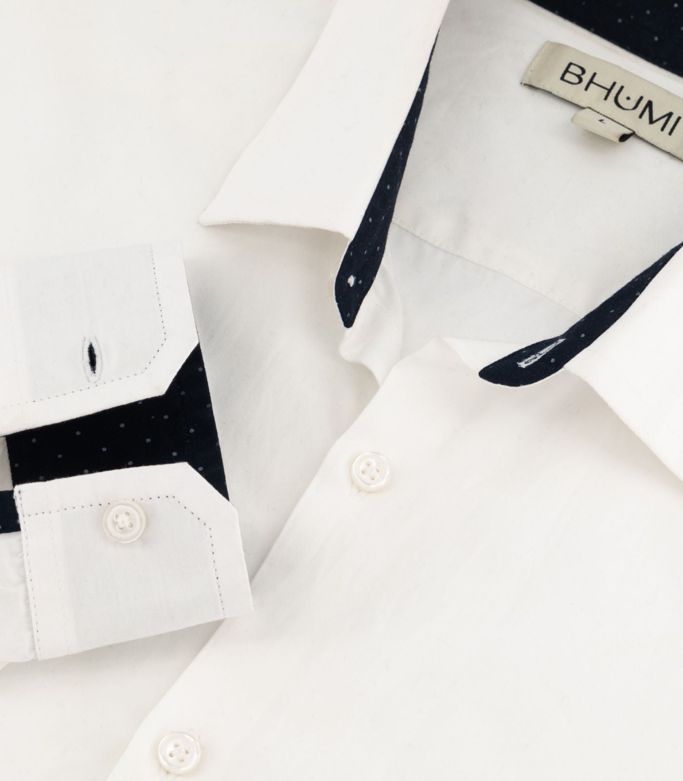 Bhumi Organic Cotton - Men's Long Sleeve Shirt - WhiteBhumi Organic Cotton - Men's Long Sleeve Shirt - Navy