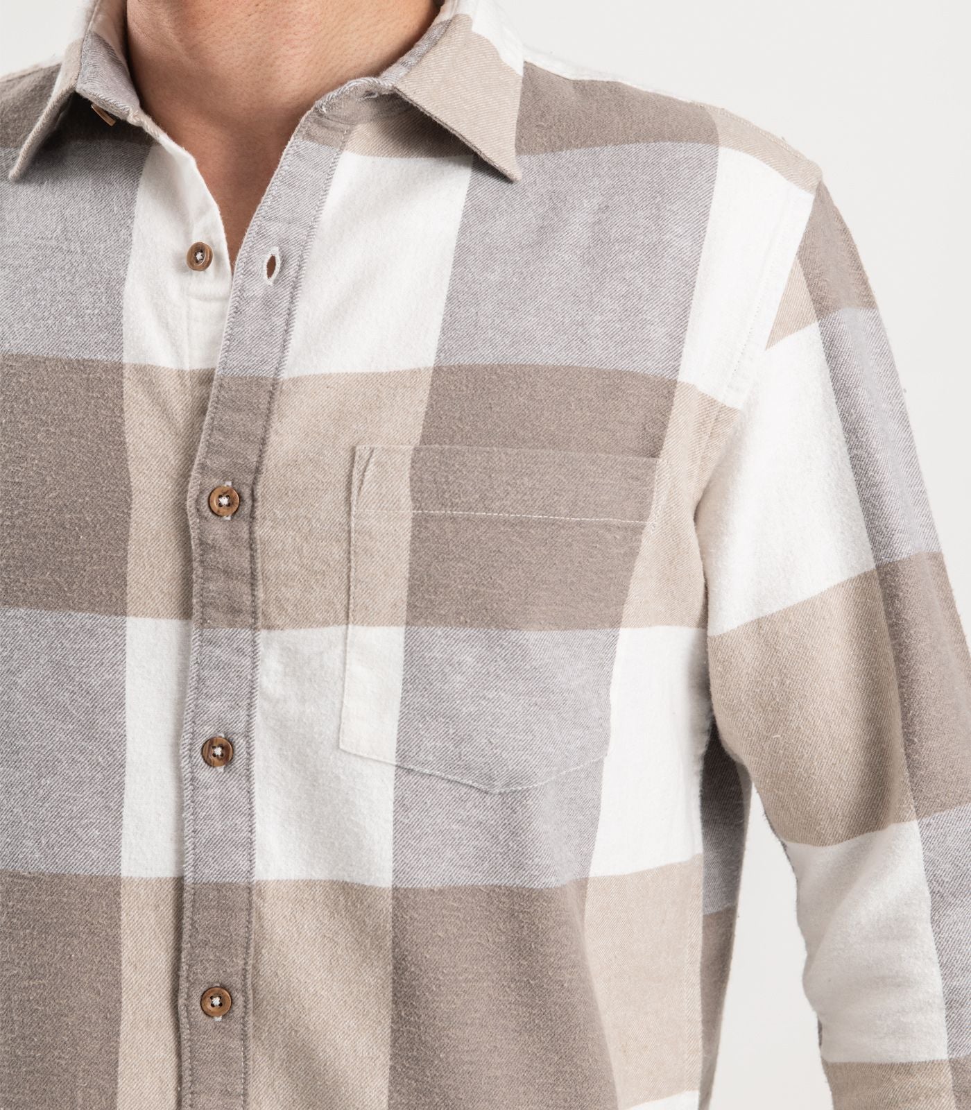 Bhumi Organic Cotton - Flannelette Shirt - Golden Taupe Check