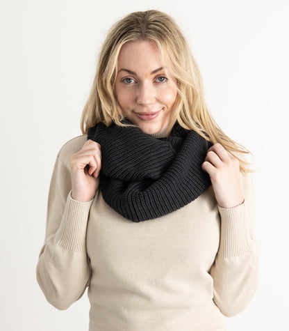 Bhumi Organic Cotton - Infinity Chunky Knit Bubble Scarf - Charcoal