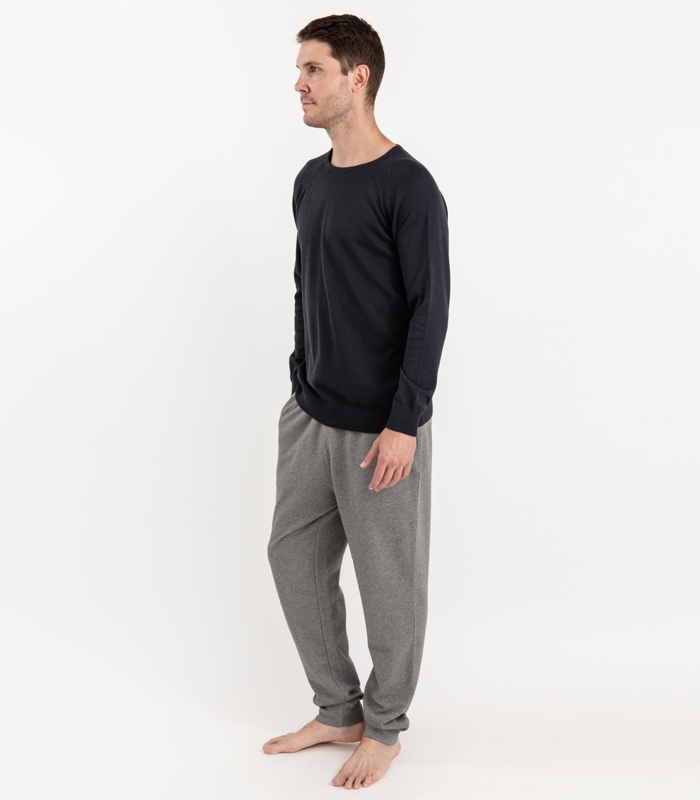 Bhumi Organic Cotton - Fine Knit Round Neck Sweater - Charcoal