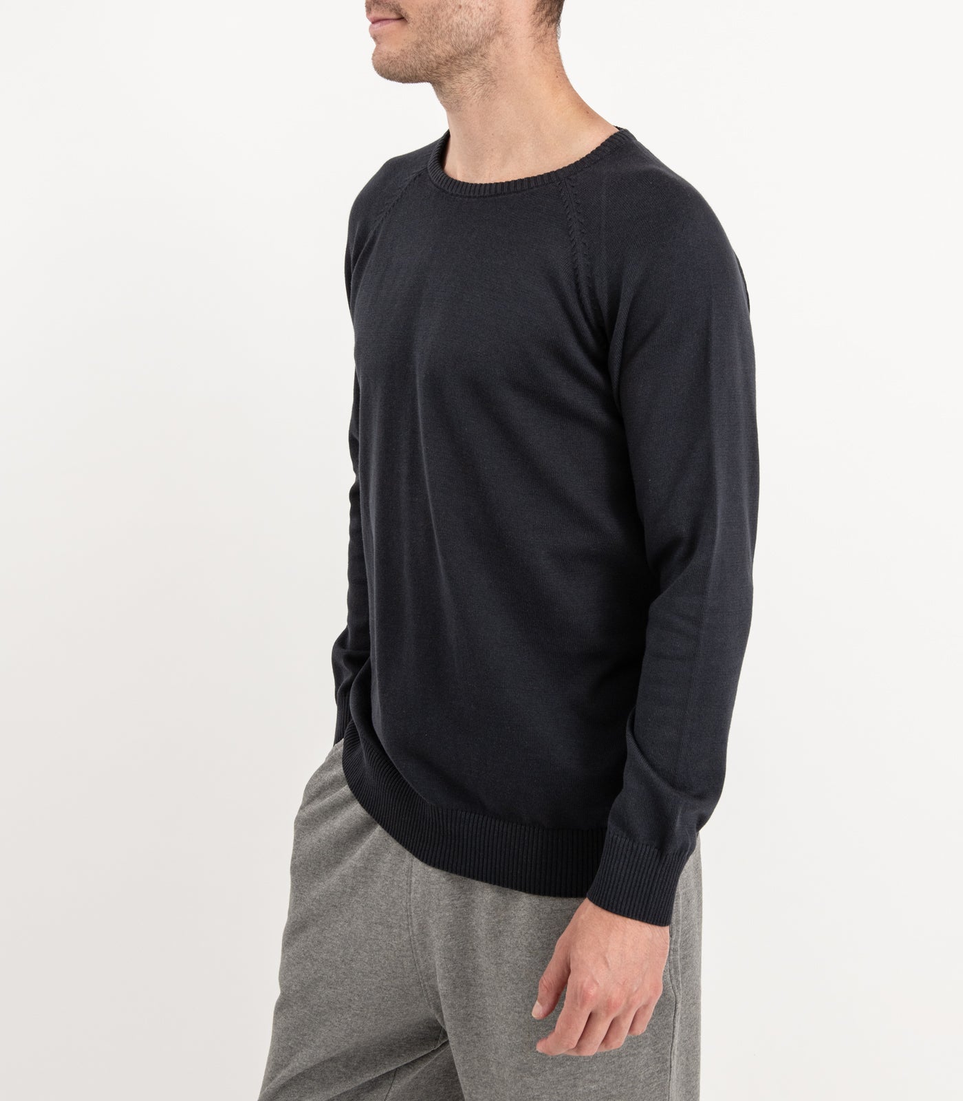 Bhumi Organic Cotton - Fine Knit Round Neck Sweater - Charcoal