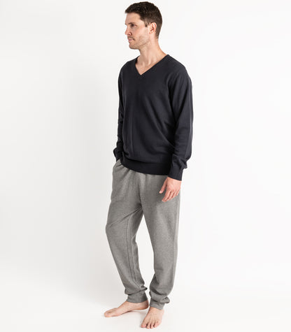 Bhumi Organic Cotton - Fine Knit V Neck Sweater - Charcoal