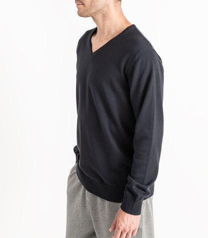 Bhumi Organic Cotton - Fine Knit V Neck Sweater - Charcoal