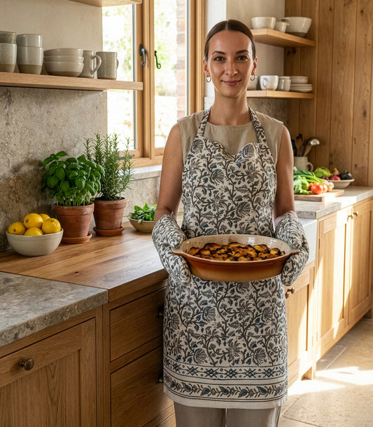 Kalamkari Oven Mitt - Blue Grey