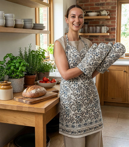 Kalamkari Apron - Blue Grey