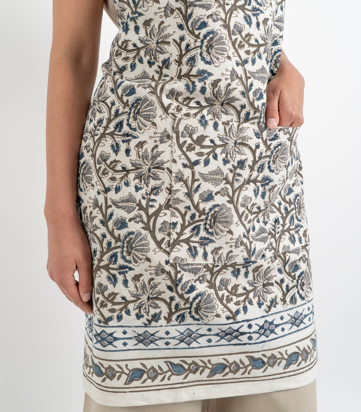 Kalamkari Apron - Blue Grey