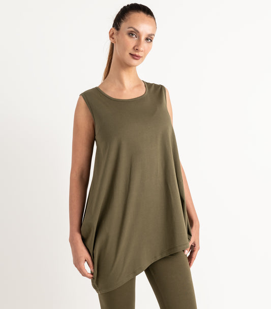 Asymmetrical Tank Top - Dark Olive