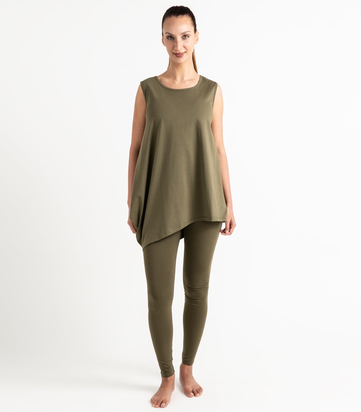Asymmetrical Tank Top - Dark Olive