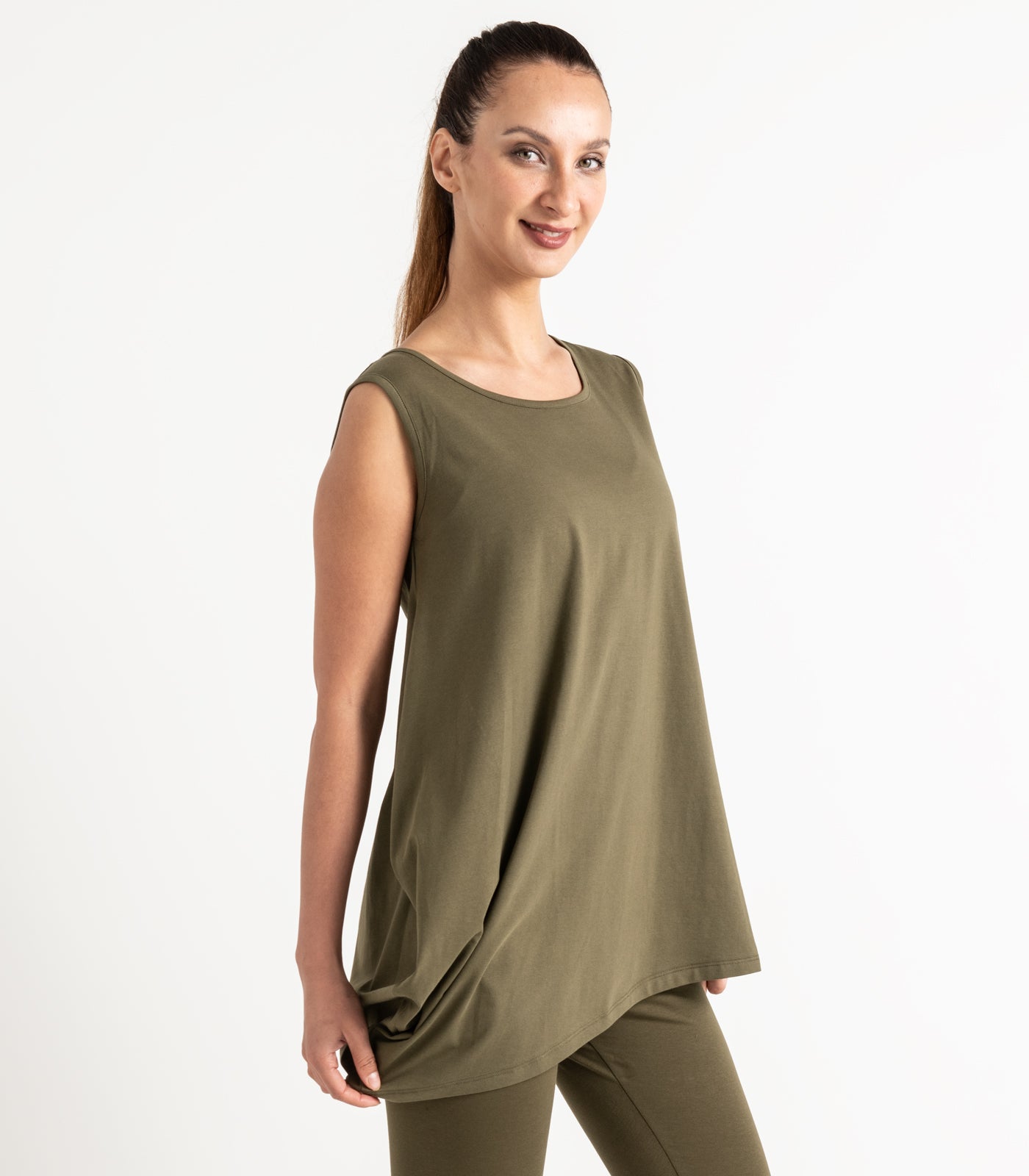 Asymmetrical Tank Top - Dark Olive