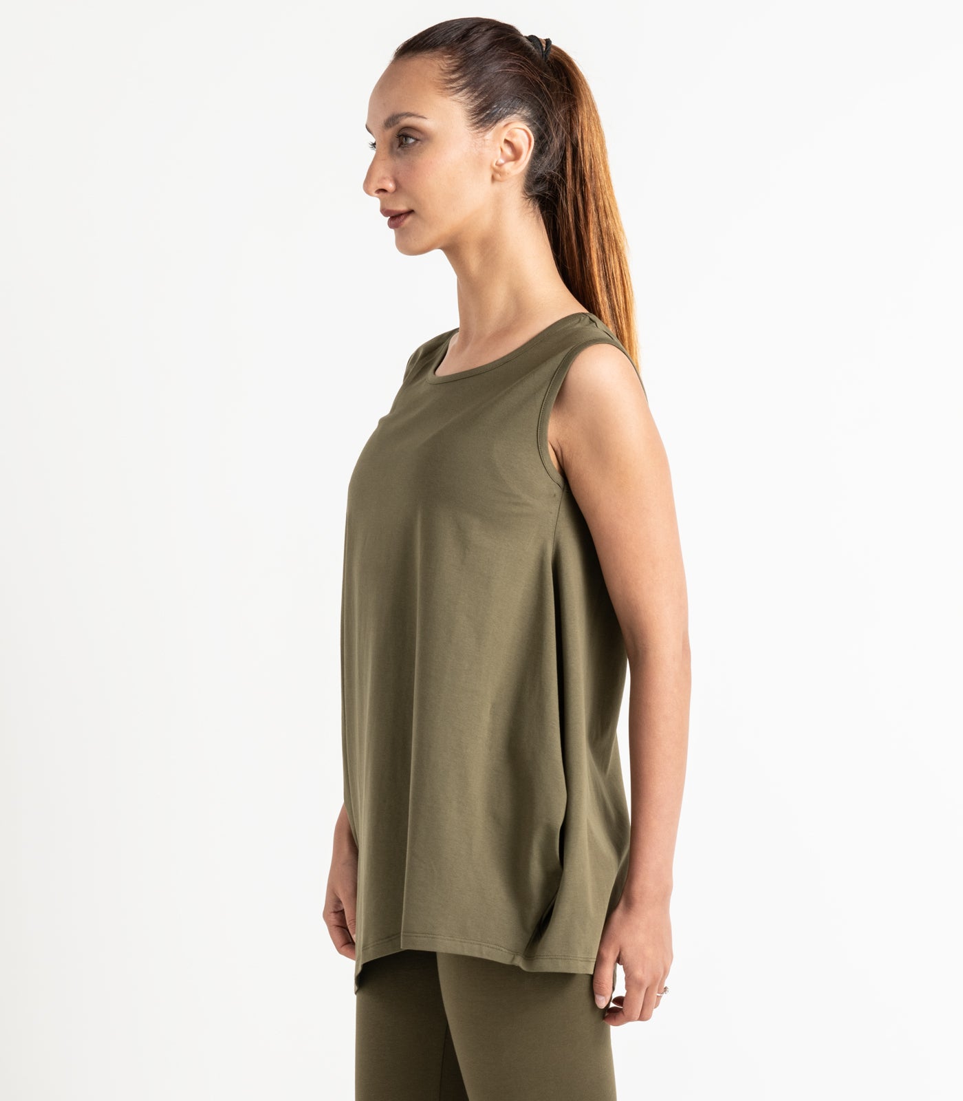 Asymmetrical Tank Top - Dark Olive