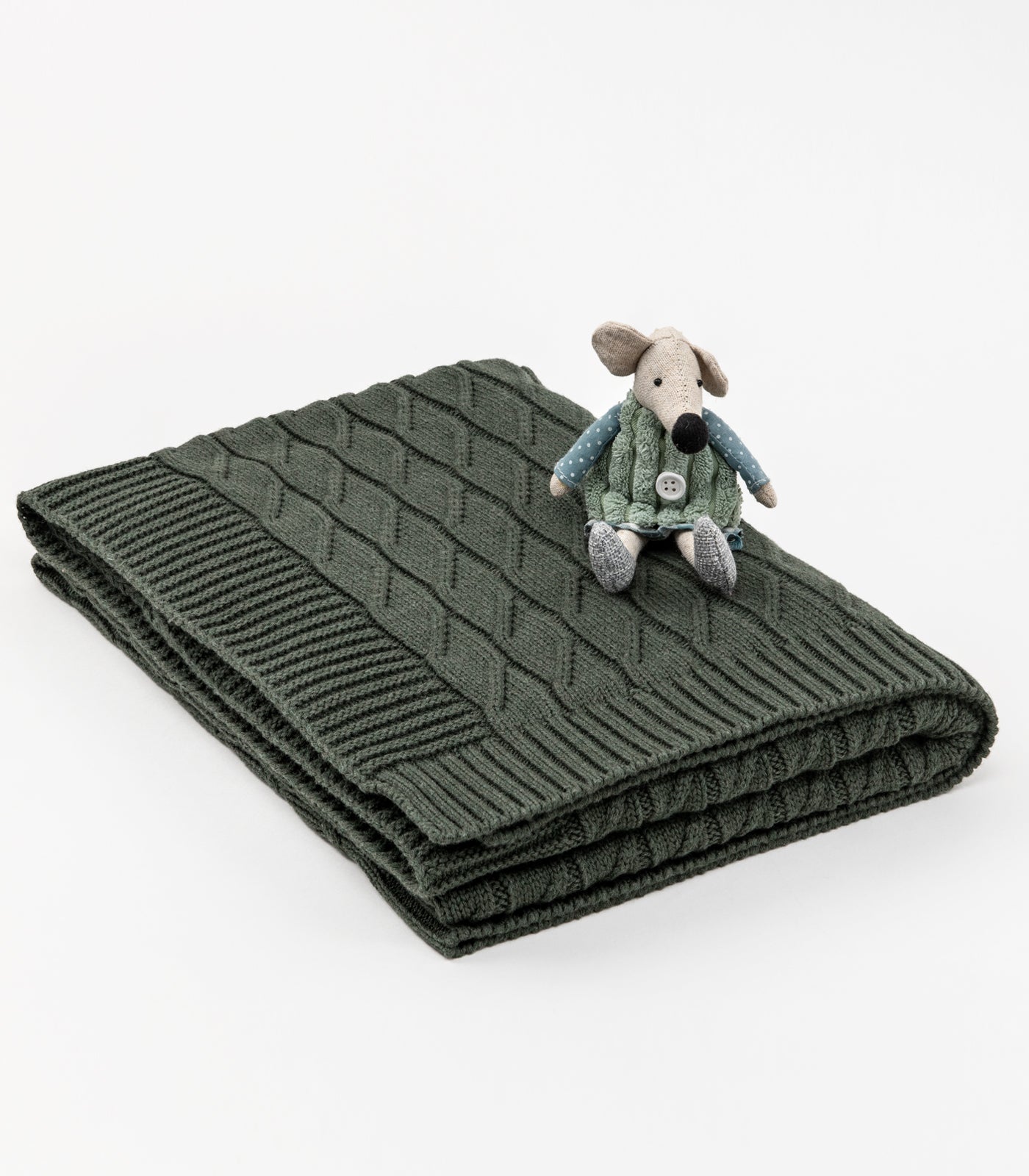 Bhumi Organic Cotton - Baby Diamond Knit Throw - New Arrival - Olive