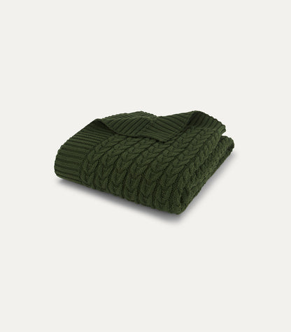 Bhumi Organic Cotton - Baby Braided Cable Knit Throw - Chive