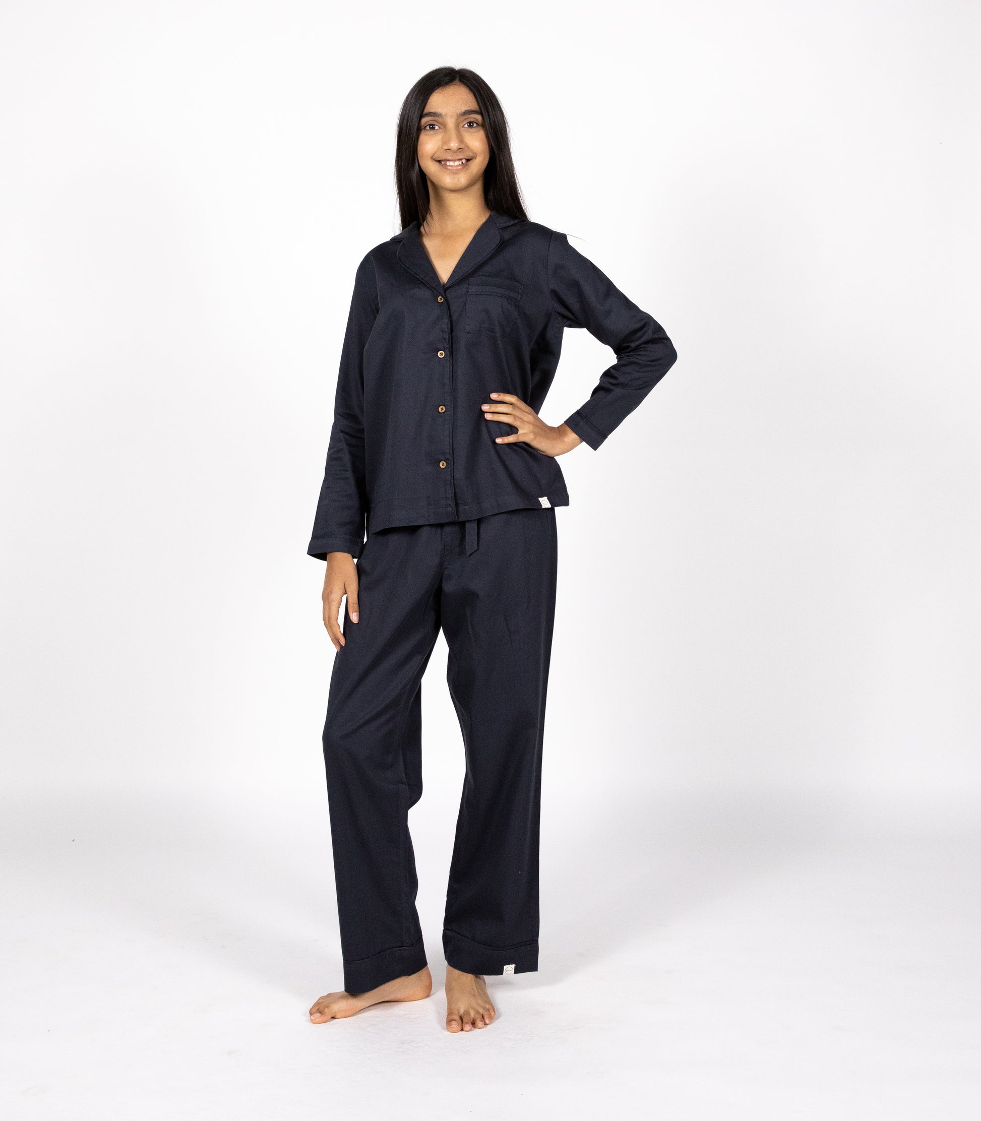 Bhumi Organic Cotton - Sateen Long PJ Set - Charcoal