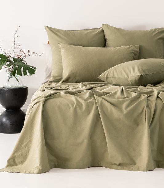 Bhumi Organic Cotton - Flannelette Sheet Set - Olive Green