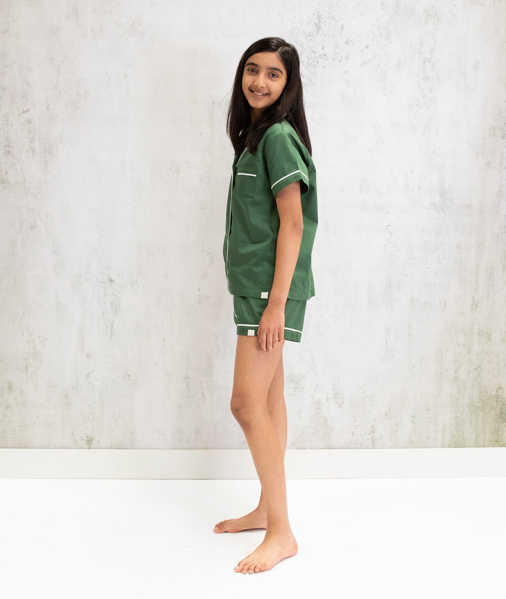 Bhumi Organic Cotton - Kids Sateen Short PJ Set - Forest Green