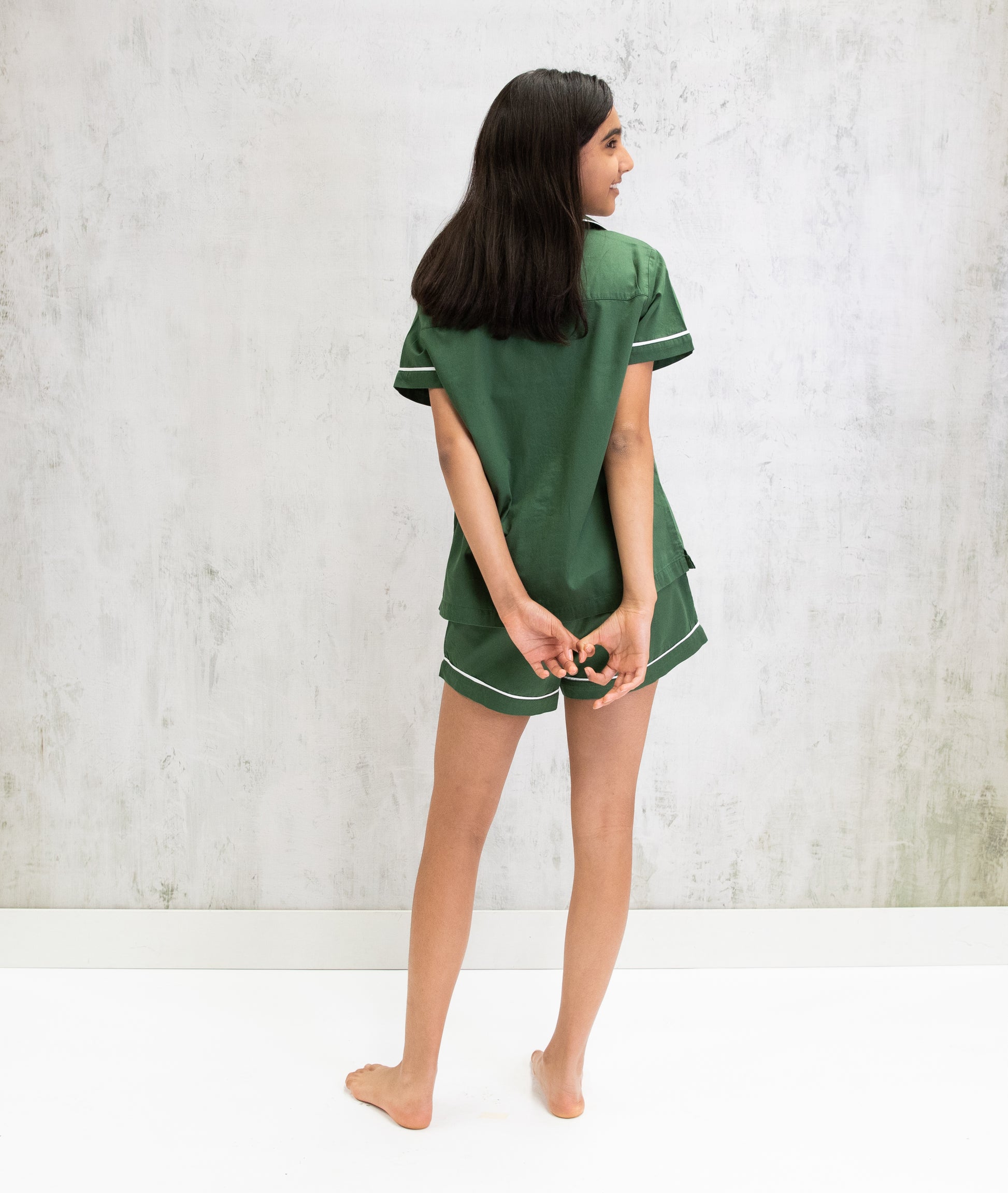 Bhumi Organic Cotton - Kids Sateen Short PJ Set - Forest Green