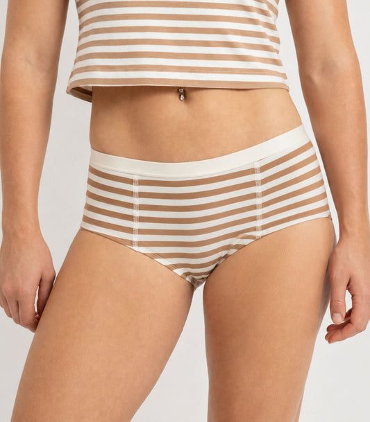 Bhumi Organic Cotton - Boy Short - Stripe (2 Pack) - Tan Stripe
