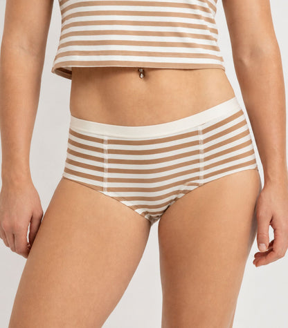 Bhumi Organic Cotton - Boy Short - Stripe (2 Pack) - Tan Stripe