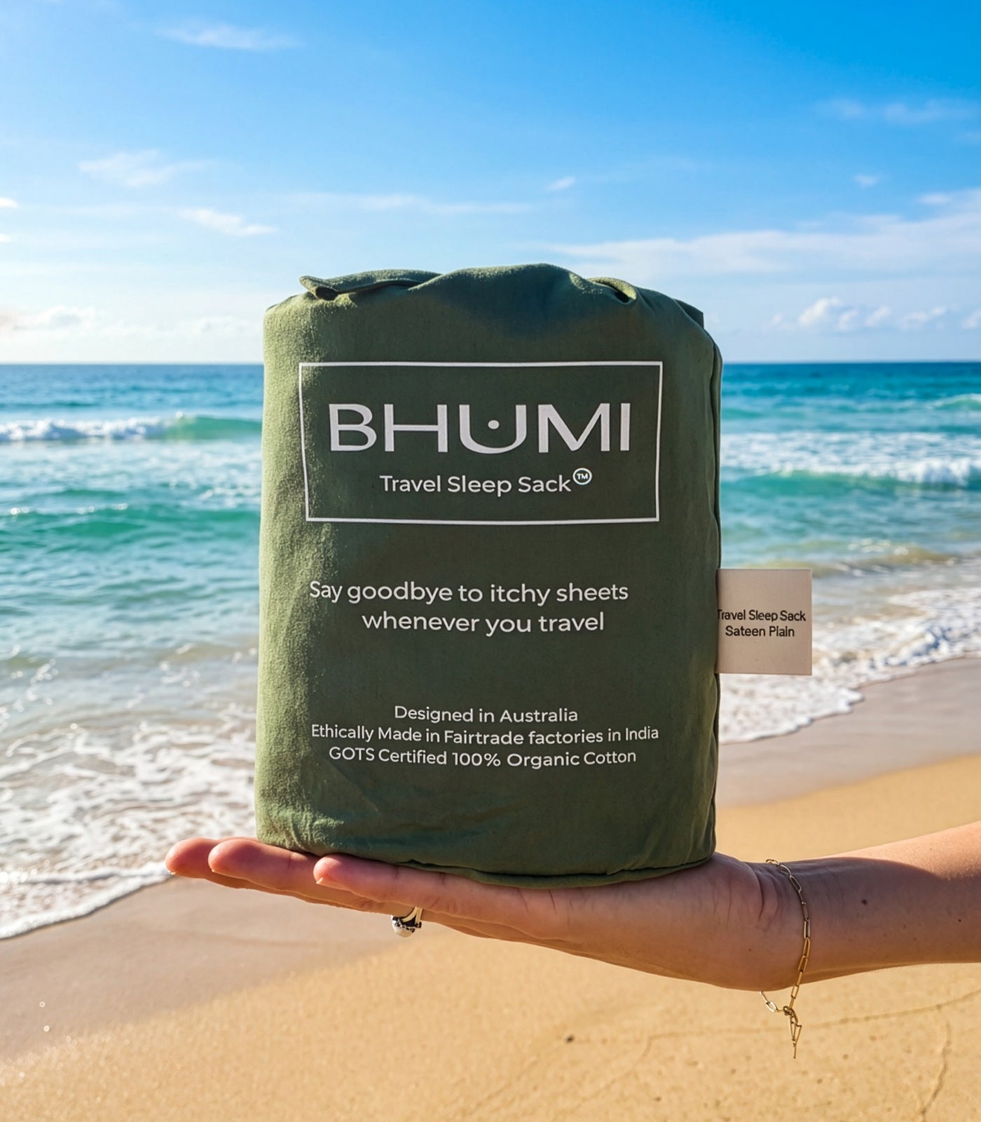 Bhumi Organic Cotton - Travel Sleep Sack - Bronze Green