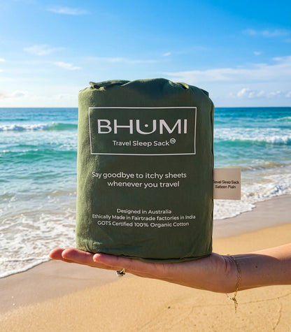 Bhumi Organic Cotton - Travel Sleep Sack - Bronze Green
