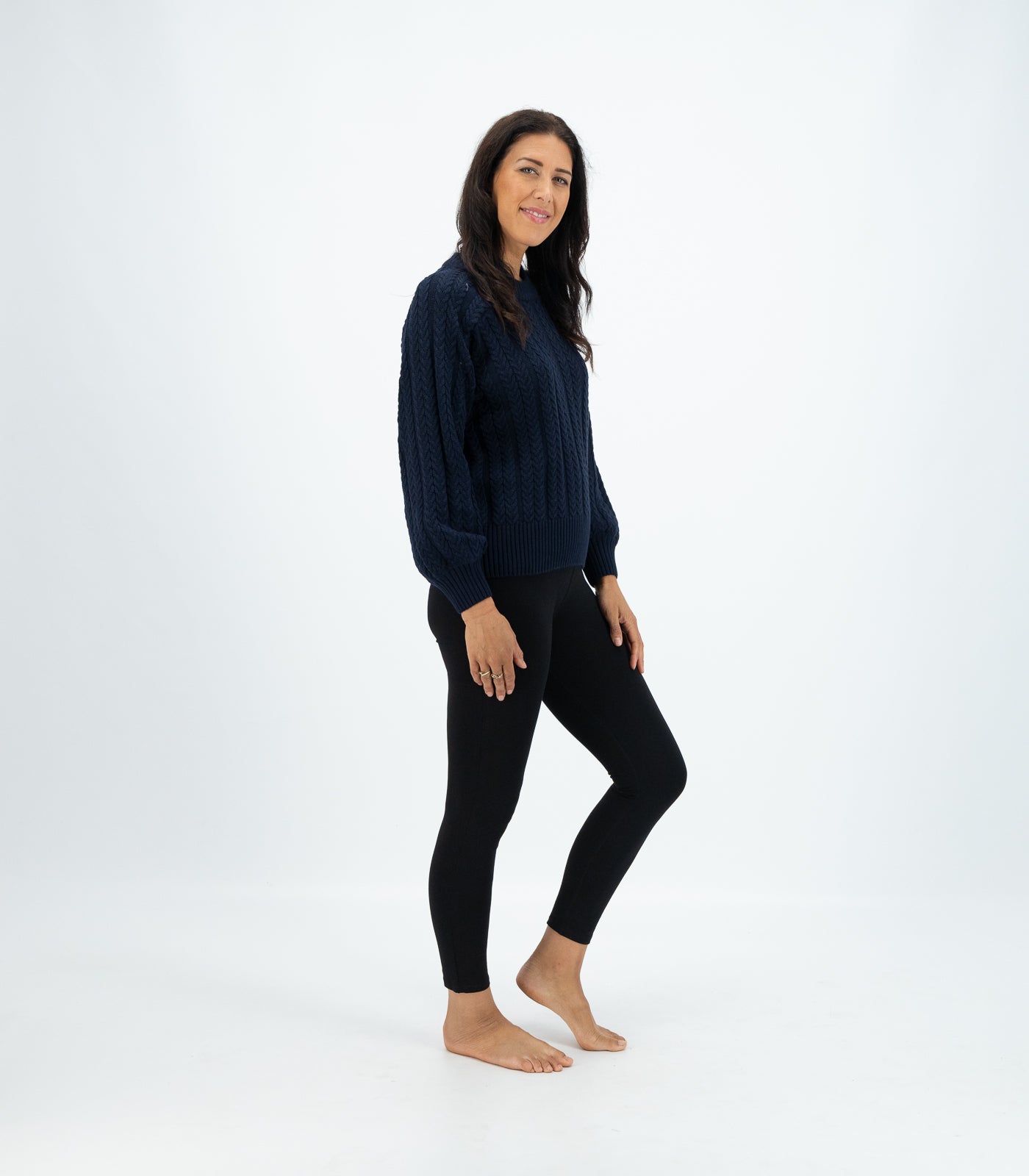 Bhumi Organic Cotton - Cable Knit Jumper - Navy