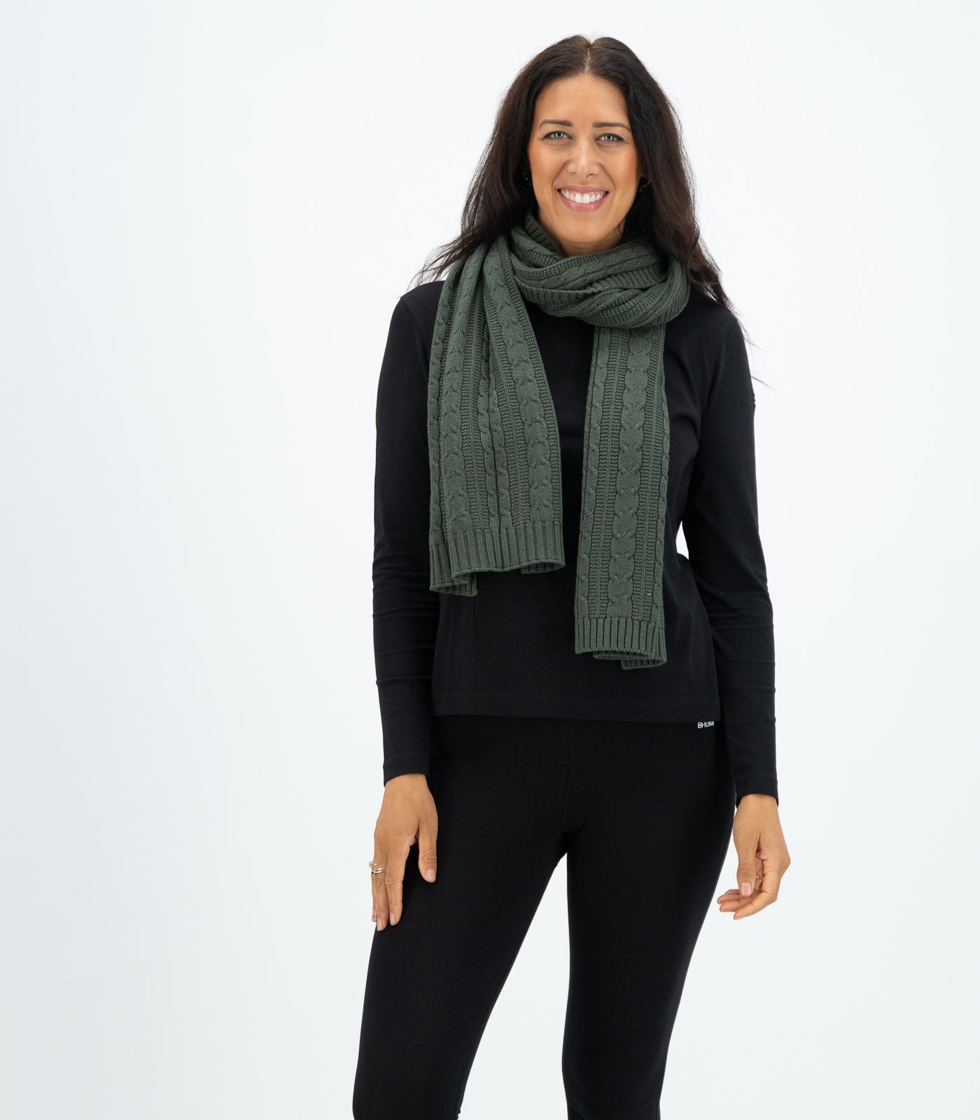 Bhumi Organic Cotton - Cable Knit Scarf - Olive