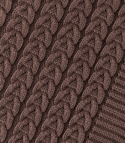 Bhumi Organic Cotton - Plait Cable Knit Throw - New Arrival - Chocolate