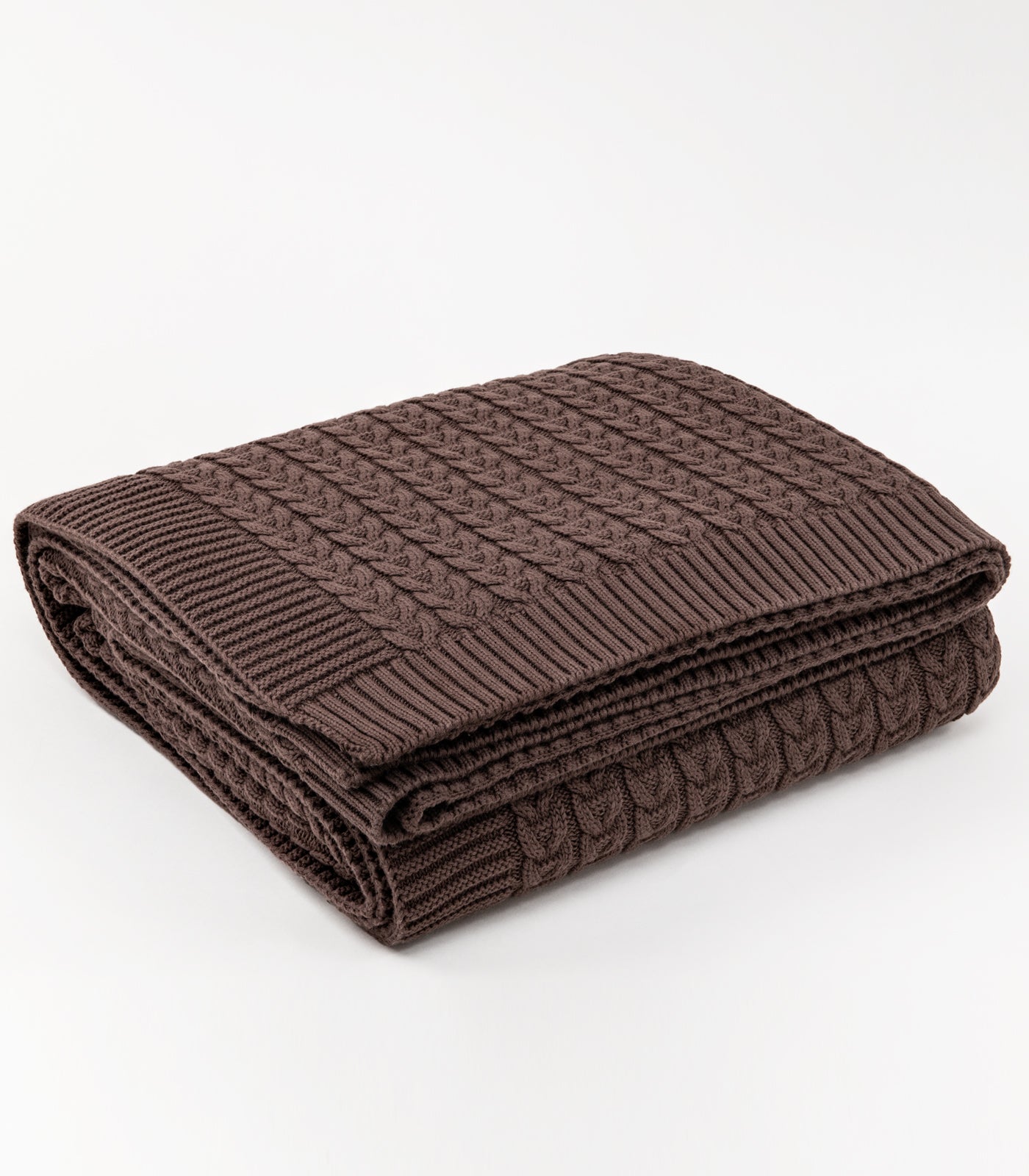 Bhumi Organic Cotton - Baby Plait Cable Knit Throw - New Arrival - Chocolate