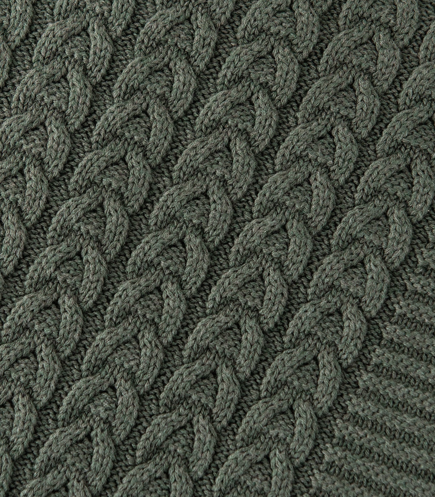 Bhumi Organic Cotton - Plait Cable Knit Throw - New Arrival - Olive