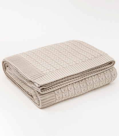 Bhumi Organic Cotton - Plait Cable Knit Throw - New Arrival - Oatmeal