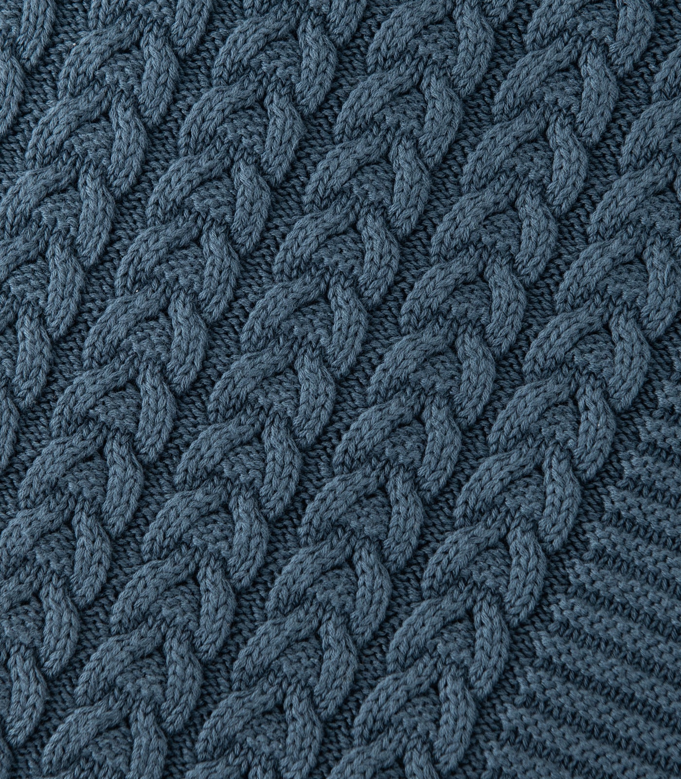 Bhumi Organic Cotton - Plait Cable Knit Throw - New Arrival - Orion Blue