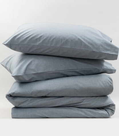 Bhumi Organic Cotton - Chambray Plain Quilt Cover Set - Blue Denim