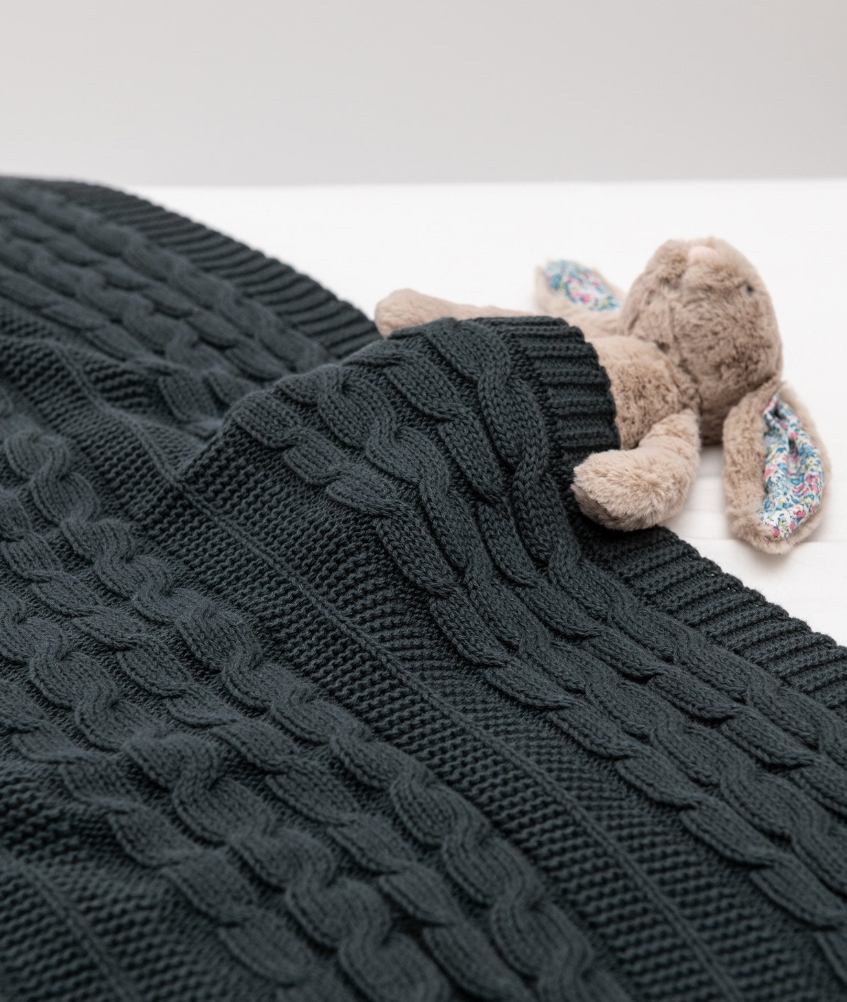 Bhumi Organic Cotton - Baby Cable Knit Throw - Charcoal