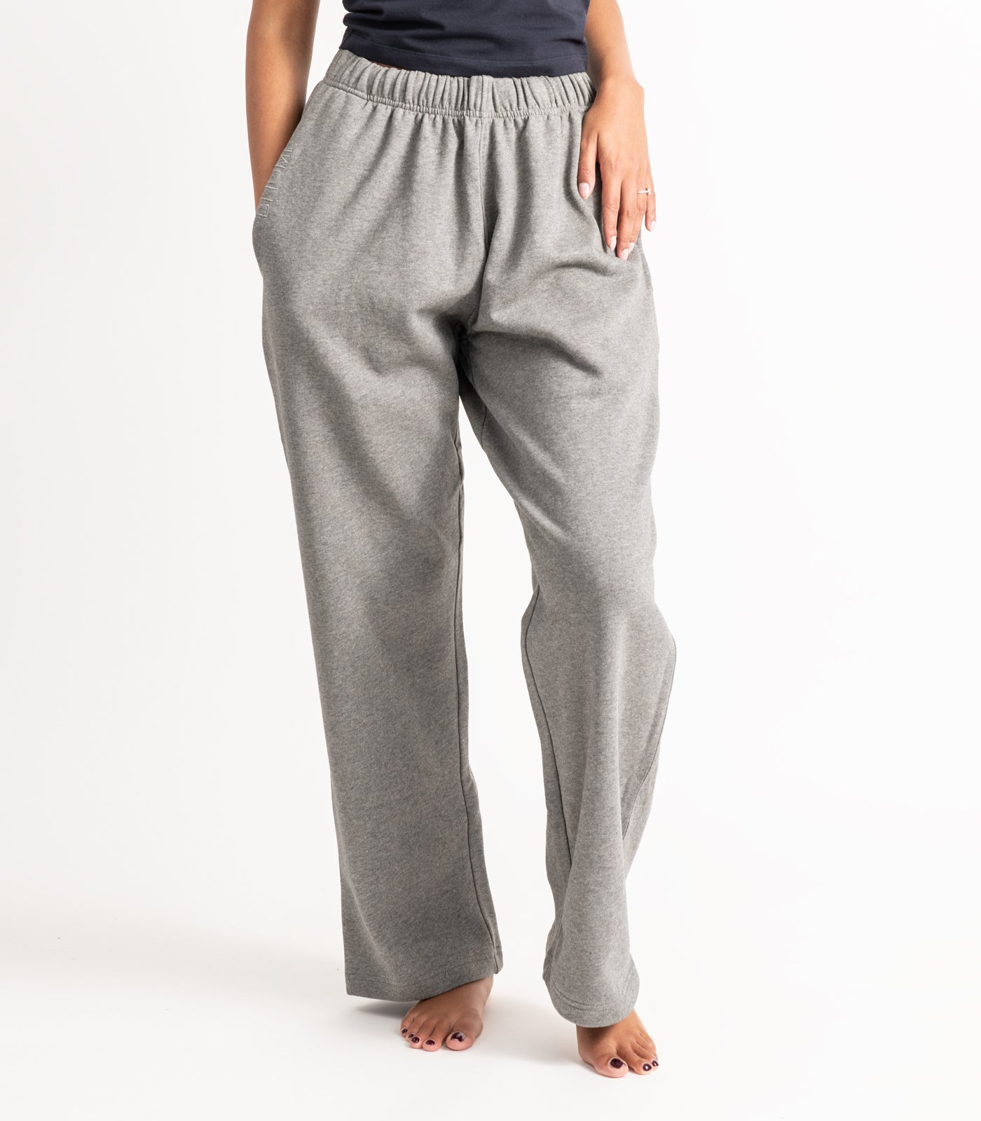 Bhumi Organic Cotton - Wide Leg Track Pant - Fleece - New Arrival - Graphite Melange