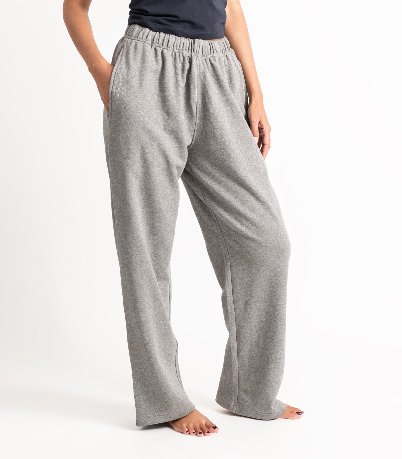 Bhumi Organic Cotton - Wide Leg Track Pant - Fleece - New Arrival - Graphite Melange
