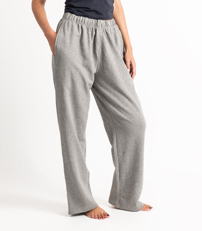 Bhumi Organic Cotton - Wide Leg Track Pant - Fleece - New Arrival - Graphite Melange