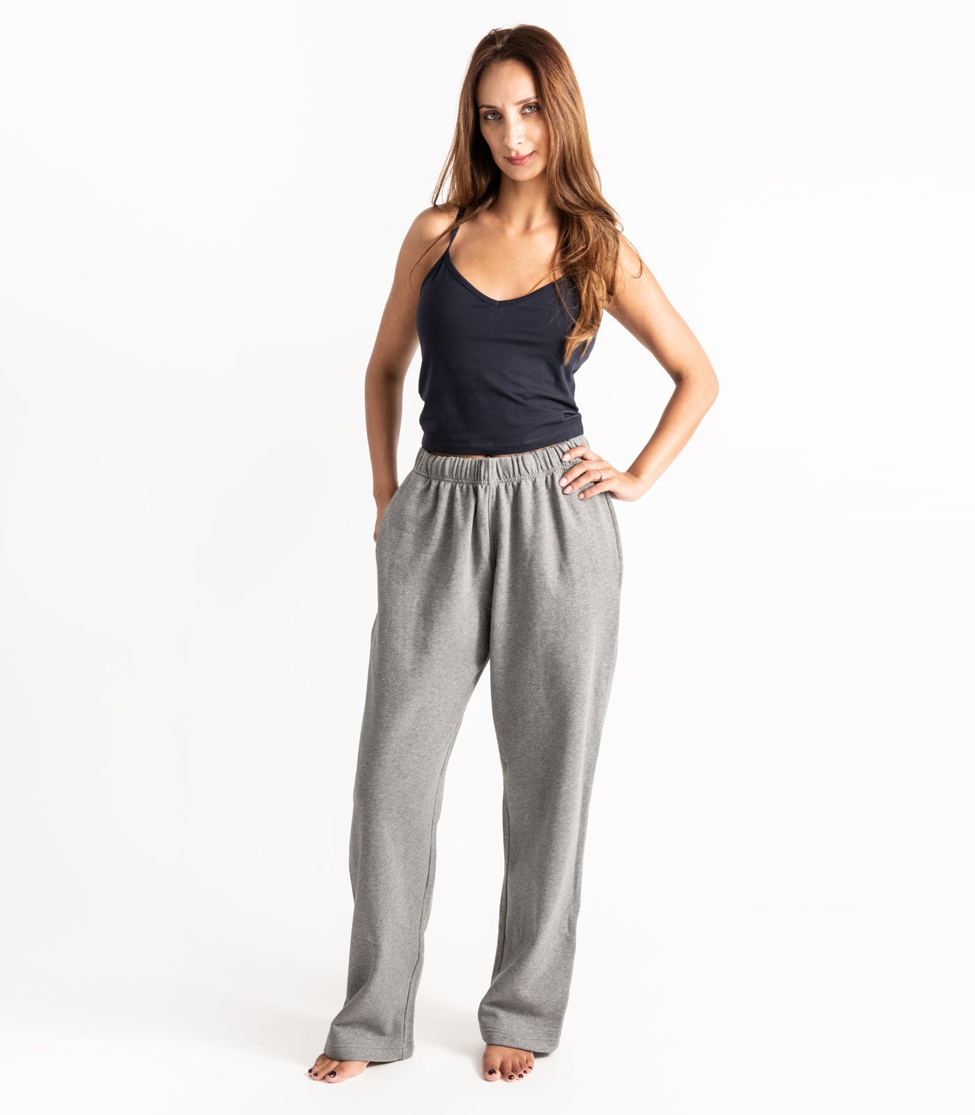 Bhumi Organic Cotton - Wide Leg Track Pant - Fleece - New Arrival - Graphite Melange