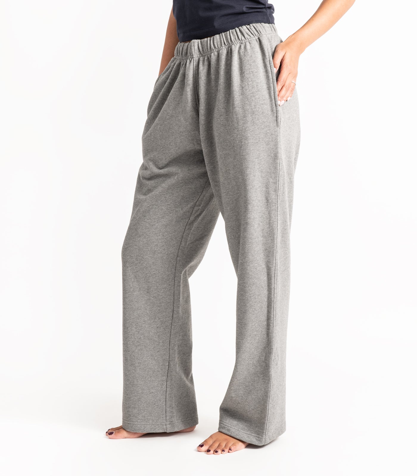 Bhumi Organic Cotton - Wide Leg Track Pant - Fleece - New Arrival - Graphite Melange