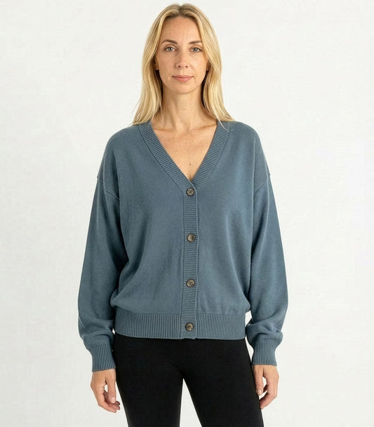 Bhumi Organic Cotton - Chunky Knit Cardigan - Orion Blue