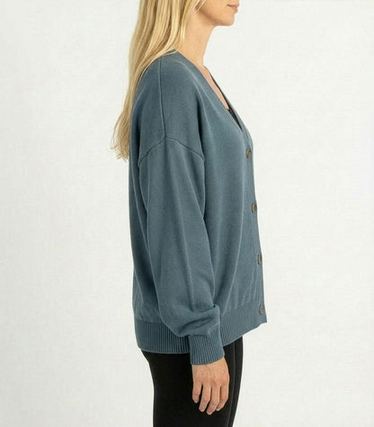 Bhumi Organic Cotton - Chunky Knit Cardigan - Orion Blue