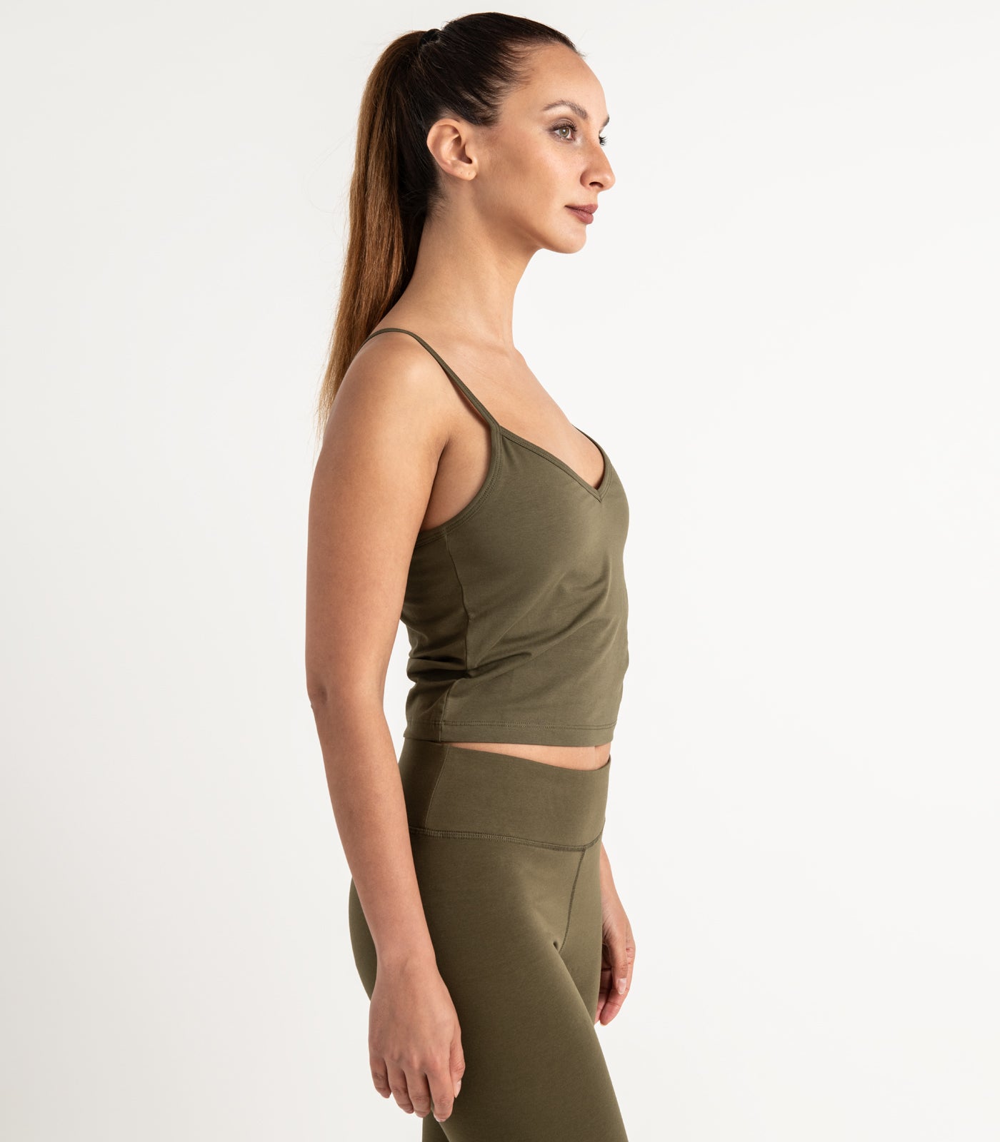 Bhumi Organic Cotton - Cropped Bra Top - Dark Olive