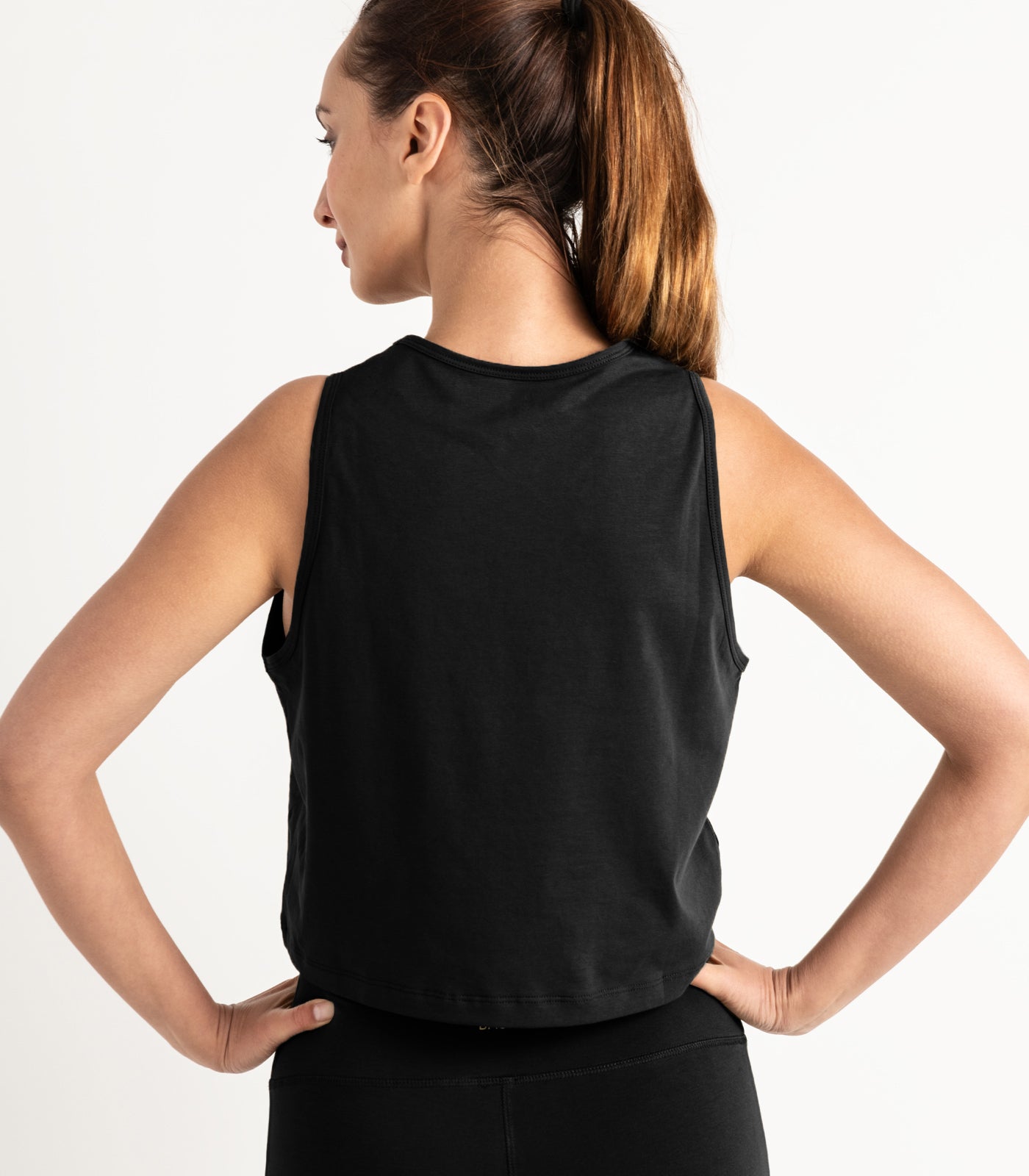 Cropped Lounge Tank - Black