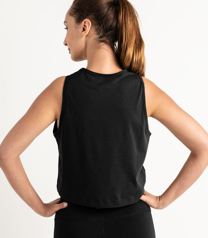 Cropped Lounge Tank - Black