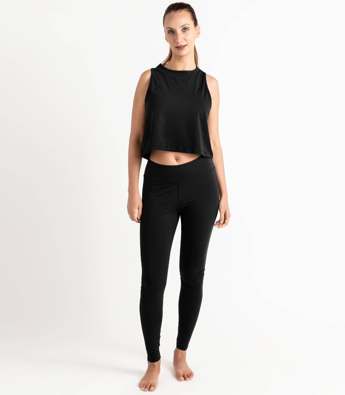 Cropped Lounge Tank - Black