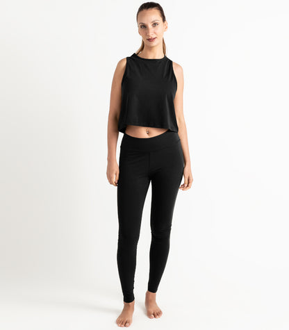 Cropped Lounge Tank - Black