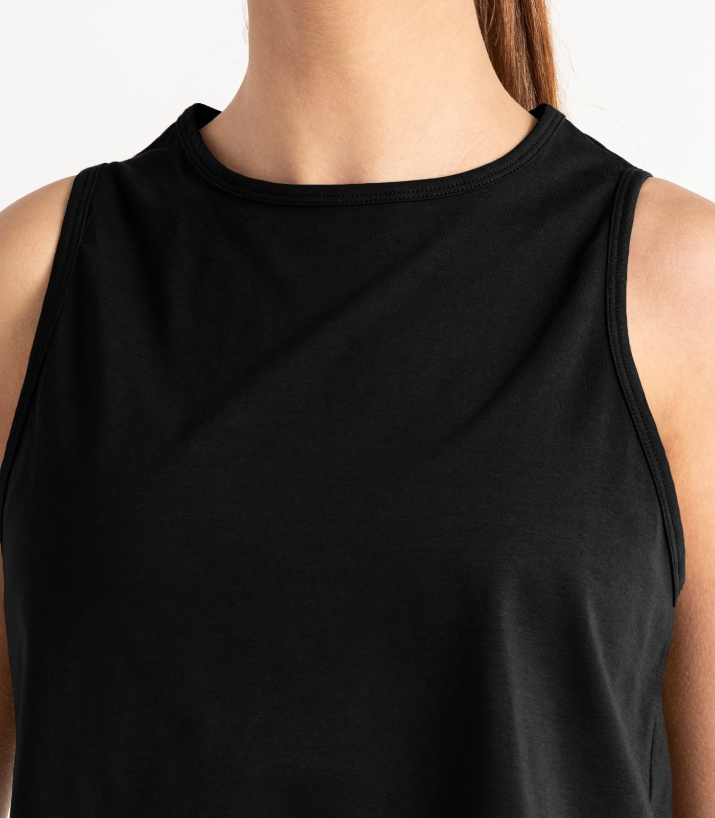Cropped Lounge Tank - Black