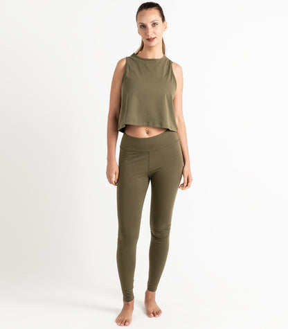 Cropped Lounge Tank - Dark Olive